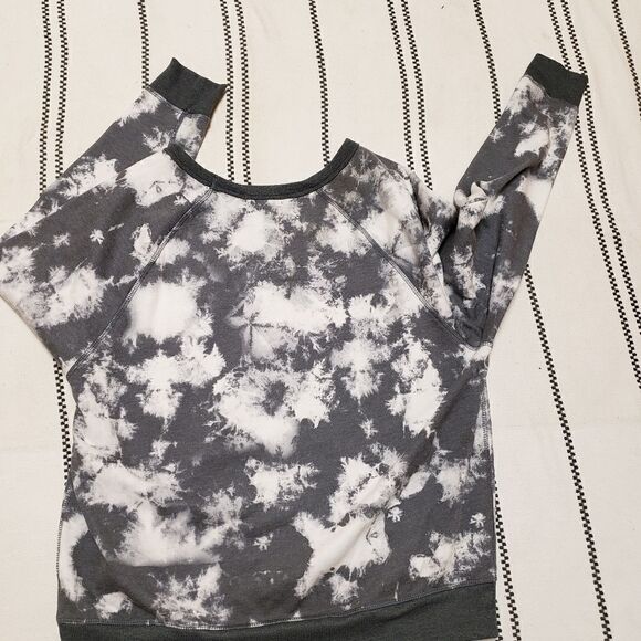 Grayson Threads L Womens Gray White Tie dye Long Sleeve Crewneck Sweatshirt M - Picture 7 of 8